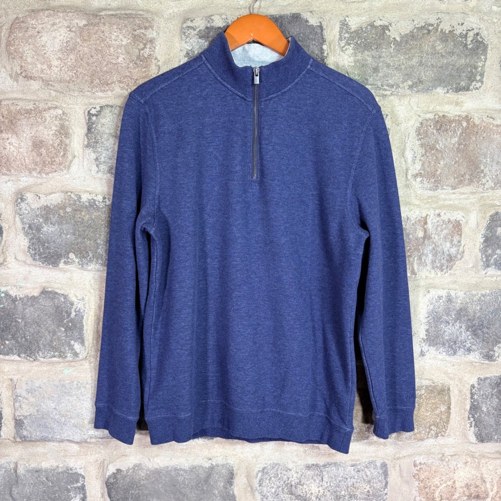 Walter Hagen Mens Blue Heather 11 Majors Quarter Zip Fleece Pullover Medium Golf